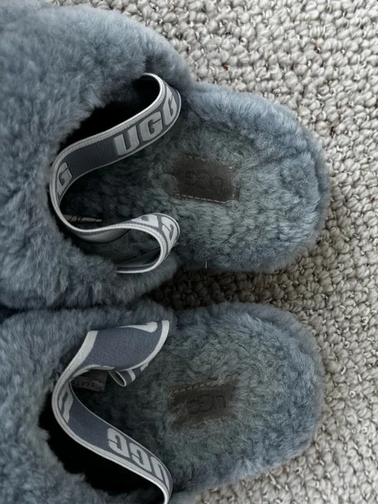 Light Blue UGG Fluff Yeah Slide Sandals Size 8 - Picture 7 of 7